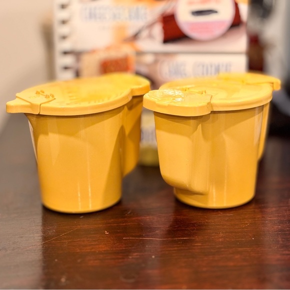Tupperware Other - Vintage Tupperware Cream and Sugar Bowl Harvest Gold with Flip Top Lids Set